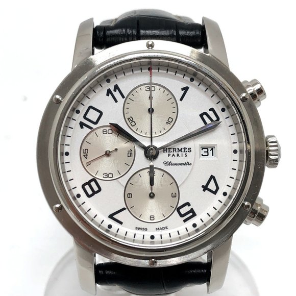 HERMES CP1.910 Clipper Chrono Automatic Chronograph Date Wristwatch Watch SS ...